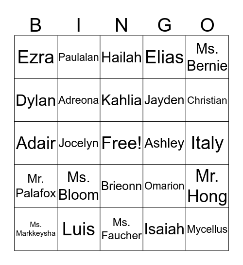 RMS BINGO Card