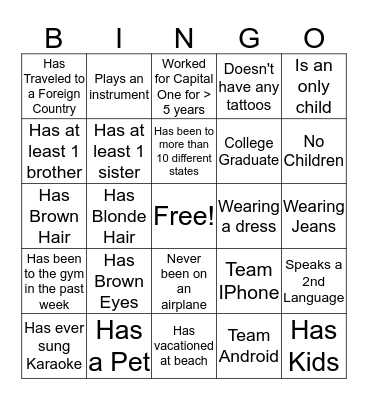 TEAM PEARSON - BINGO Card