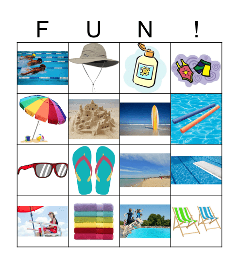 Beach and Pool Bingo! Bingo Card