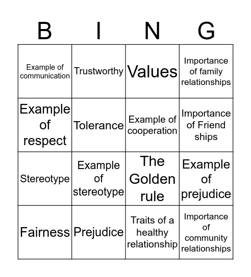 Bingo Review Bingo Card