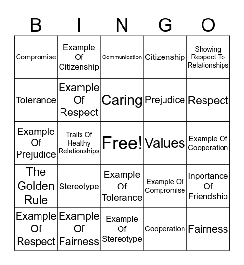 Arnel Bingo Card