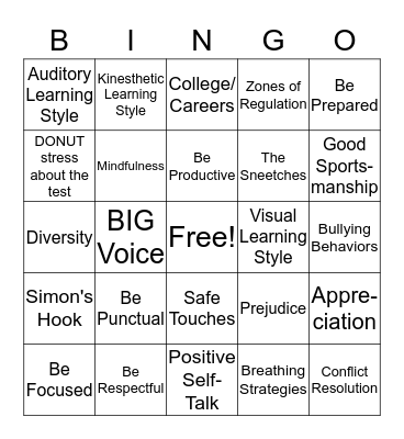 End of the Year Counseling Review! Bingo Card