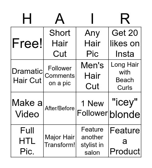 Socail Media Bingo Card