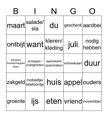 Kapitel 4 Bingo Card