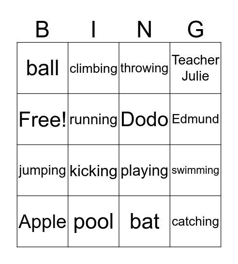 Sports Bingo 8.3 Bingo Card