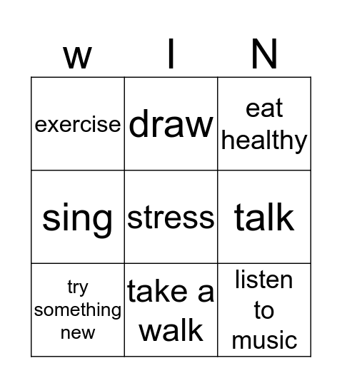 Healthy Mind UK Bingo Card