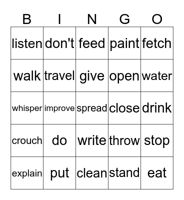 Imperatives Bingo Card