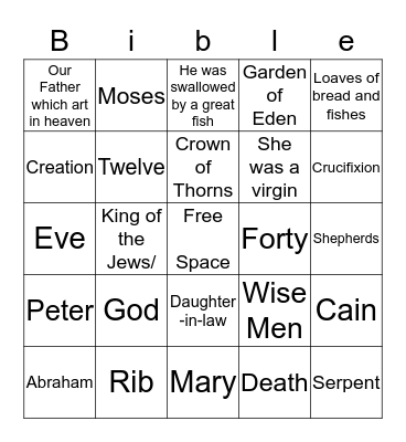 Bible Bingo Card