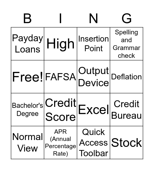 Digital Information Technology (DIT) Card #2 Bingo Card