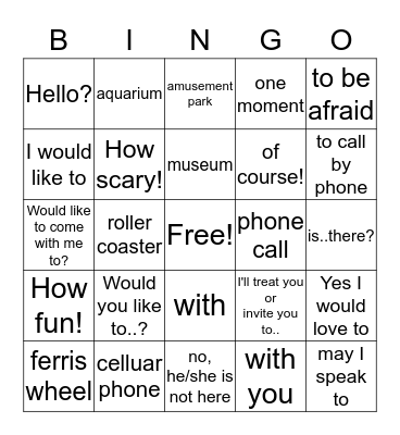 7.2 Vocabulary and ir/ser/hacer in the preterite Bingo Card