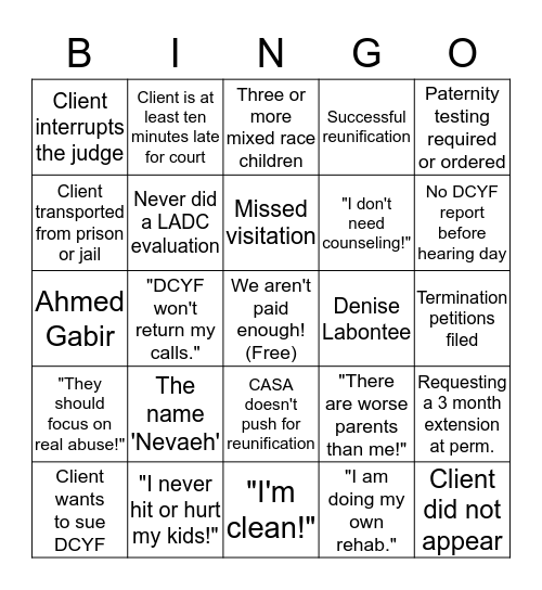 169-C Bingo Card