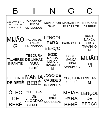 Chá de Bebê do Liam Bingo Card