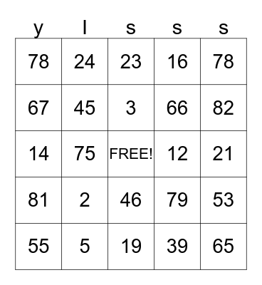 Halloween Bingo Card