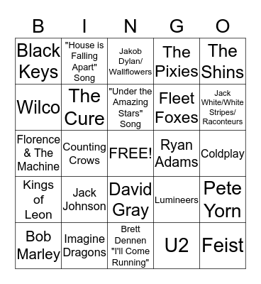 TMC MUSIC FUN TIME BINGO Card