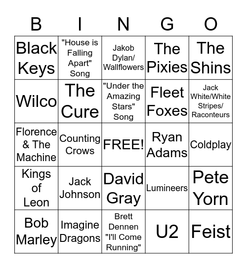 TMC MUSIC FUN TIME BINGO Card