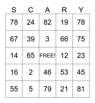 Halloween Bingo Card