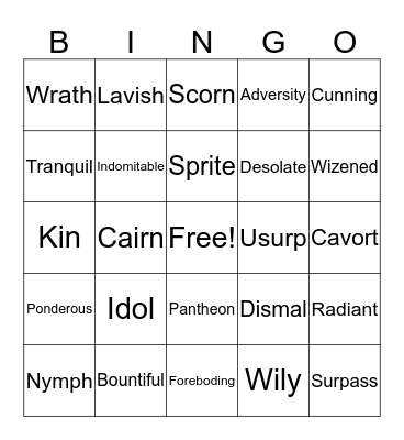 Spring Vocab Bingo Card