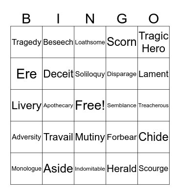 Spring Vocab 2 Bingo Card