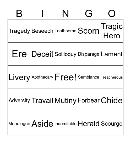 Spring Vocab 2 Bingo Card