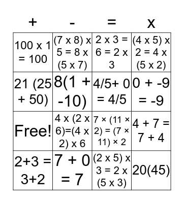 Math Stem Fest Bingo Card