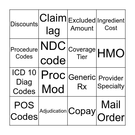 Data Management Bingo Card