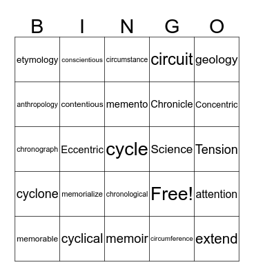 . Bingo Card