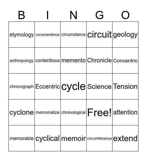 . Bingo Card