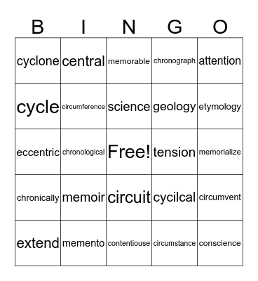 . Bingo Card