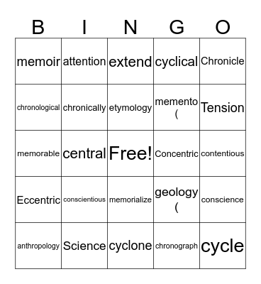 . Bingo Card