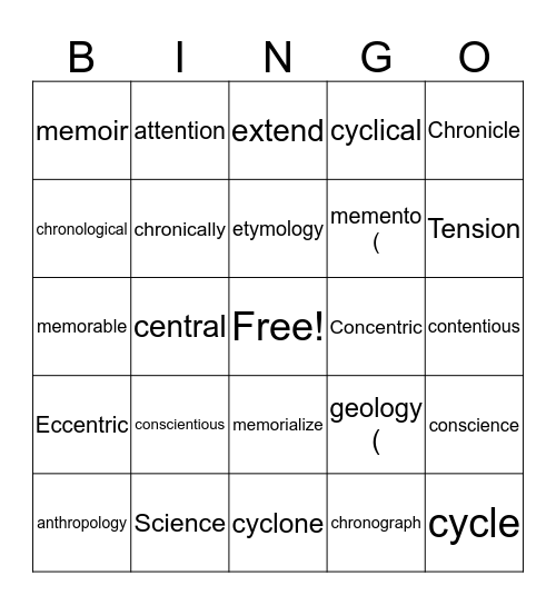 . Bingo Card