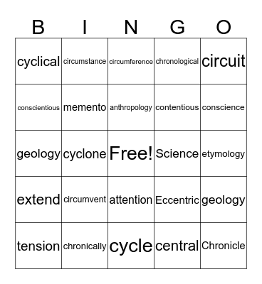 . Bingo Card