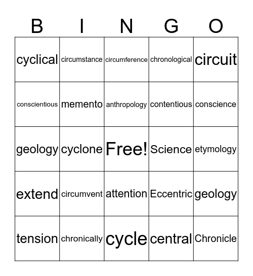 . Bingo Card