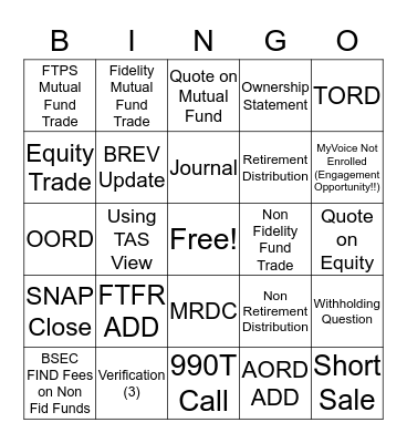 Systems Down Bingo Challenge Bingo Card