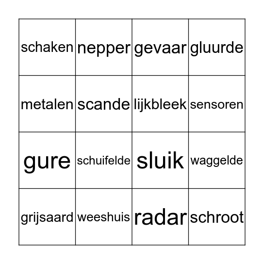 Geheime kracht (Robotoorlog) Bingo Card