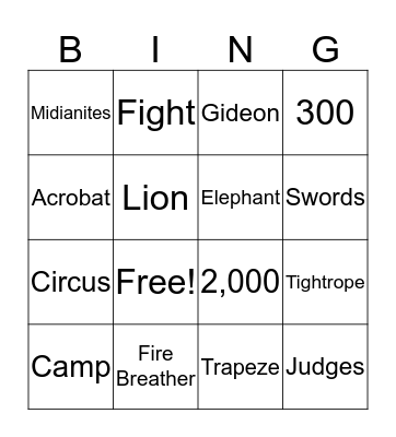 BIBLE BINGO Card