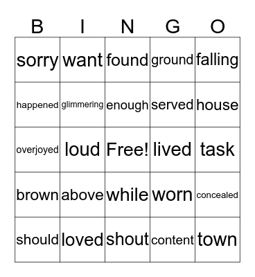 Lesson 28 Bingo Card