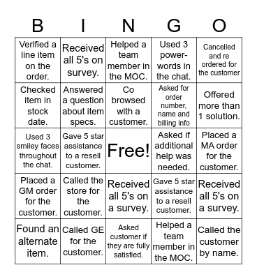 HOME DEPOT  Bingo Card