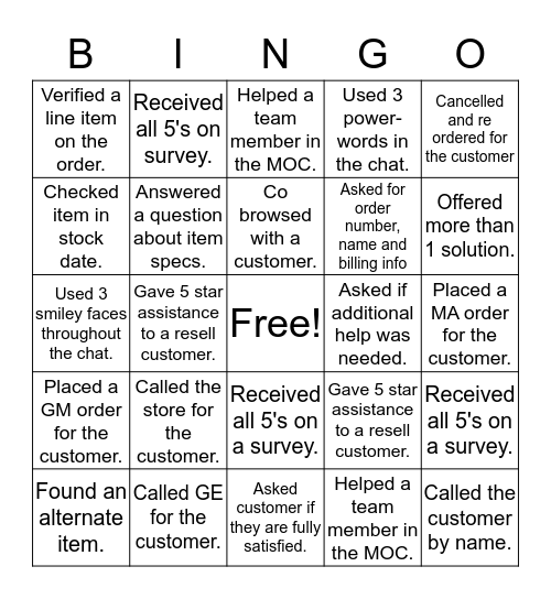 HOME DEPOT  Bingo Card