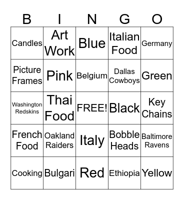 Angela's Bridal Shower Bingo Card