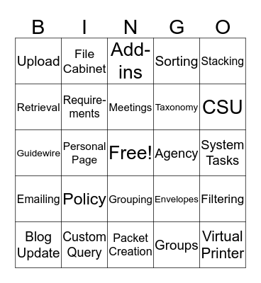 Doc Management Bingo Card