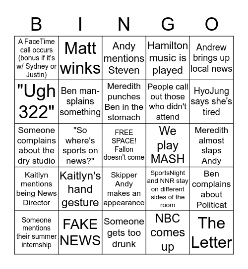 BiNNNgo Bingo Card