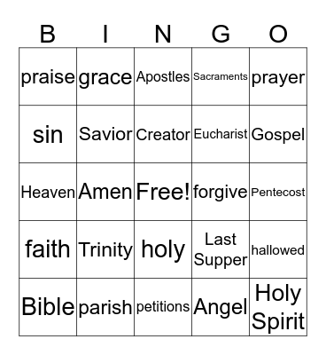 Religion Bingo Card