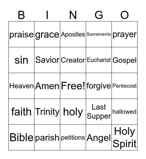 Religion Bingo Card
