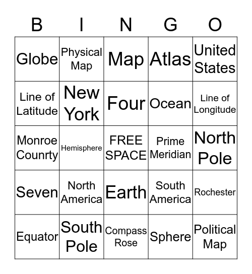 Geography Bingo Card