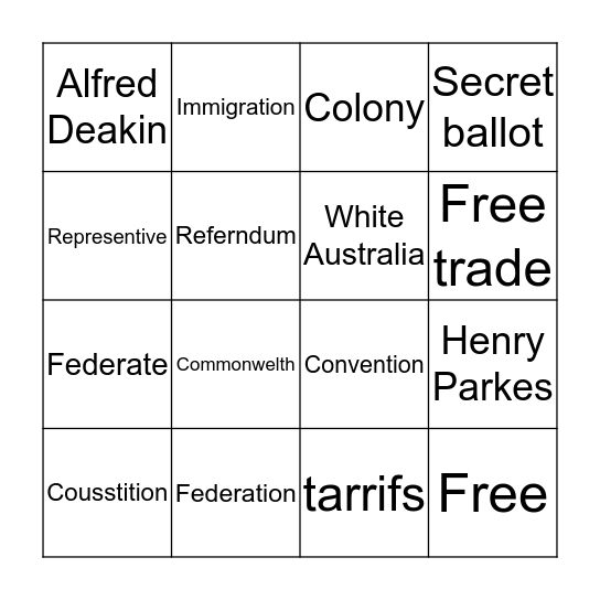 Federation Bingo Card