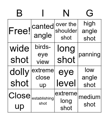 TV PRODUCTIONS Bingo Card