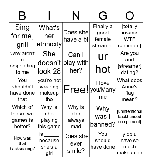 Anne Munition Community Bingo Card