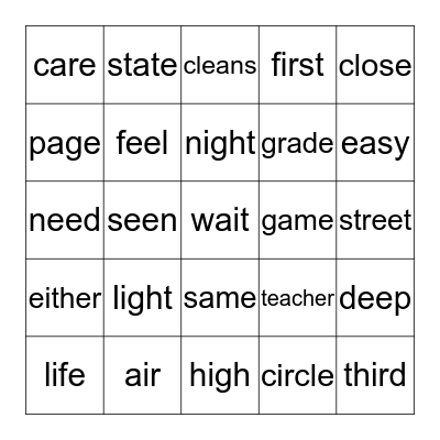 HFW #4 Bingo Card