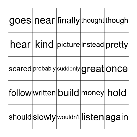 HFW #5 Bingo Card
