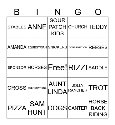AMANDA CONFIRMATION Bingo Card